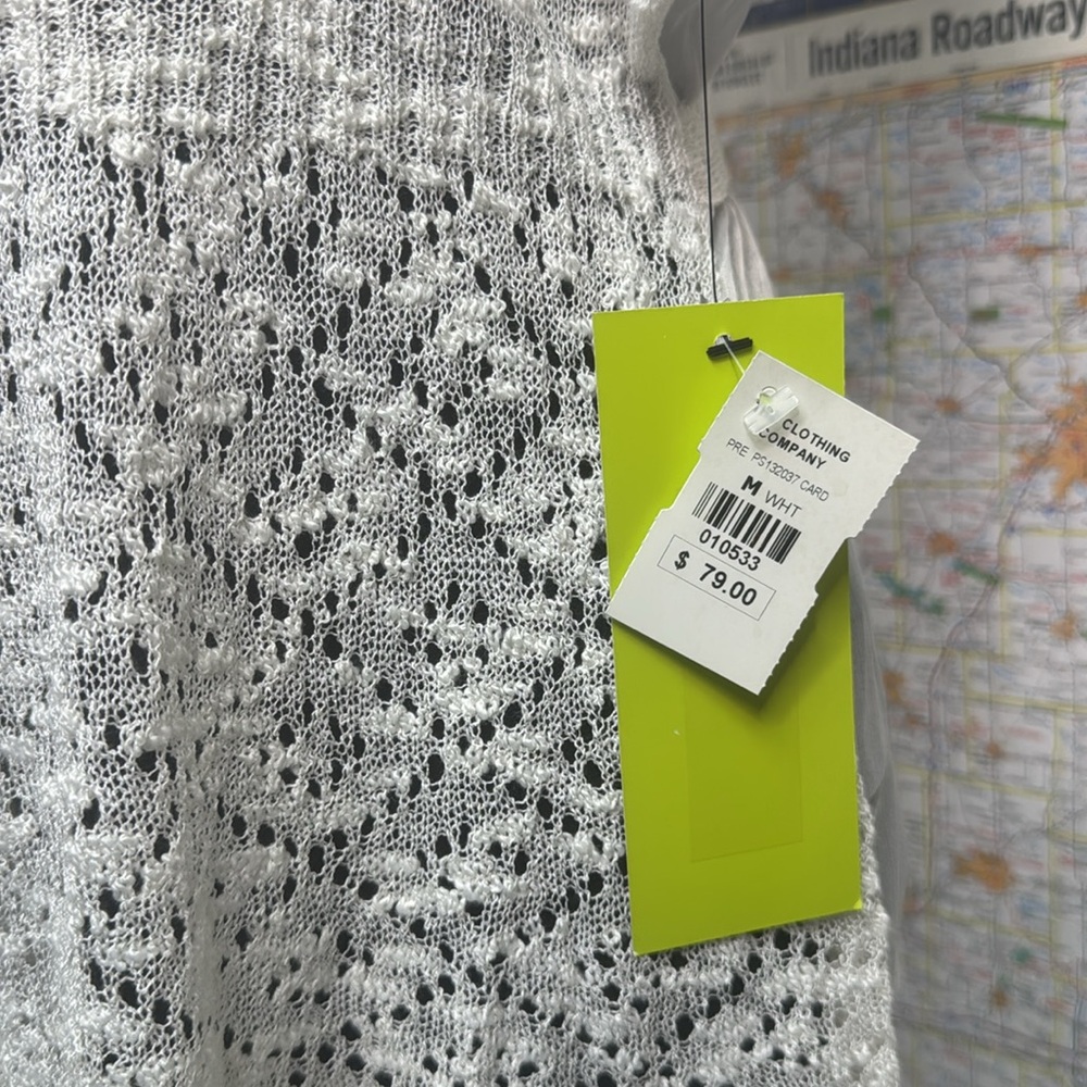 Press Lacy Knit Women's Short-Sleeved Gathered-Waist Button Vest - Picture 4 of 9